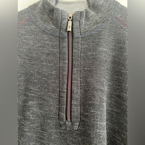 Tommy Bahama Men's Long Sleeved 1/4 Zip Cotton Blend Pullover Charcoal - Picture 3 of 11
